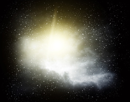 Rays of light shining through dark clouds for backgroundの写真素材