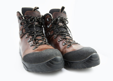 leather boots isolated on white backgroundの写真素材