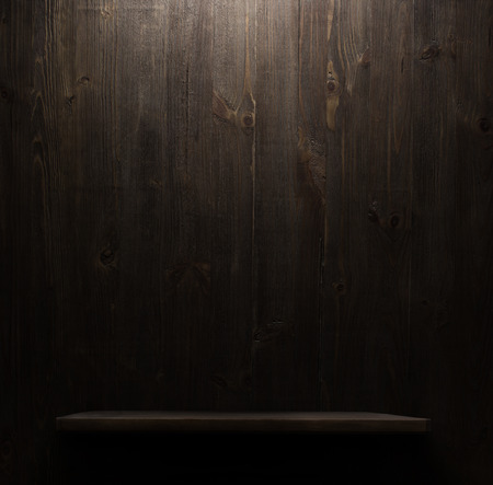 dark wooden background texture. Wood shelf, grunge industrial interiorの写真素材