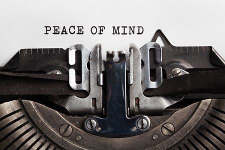 peace of mind concept.typewriter with paper sheet. Space for your textの写真素材