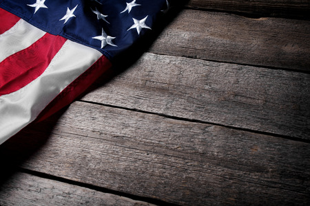 American flag on wooden backgroundの写真素材