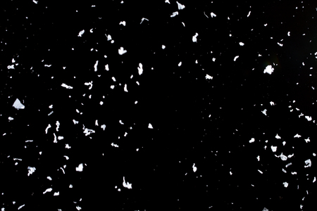 Snow on a black background for use as an overlay layerの写真素材
