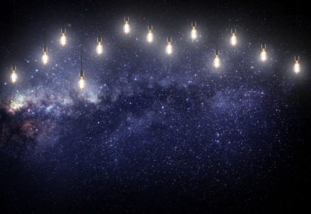pink stars in the galaxy with lamps. Some elements of this image furnished by NASAの写真素材