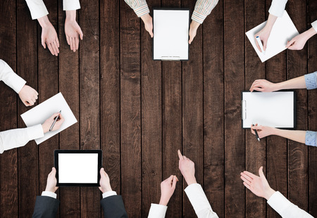 Brainstorming Concept / Aerial View of Business People Planning over business planの写真素材