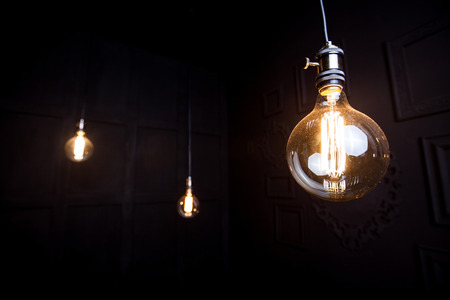 light bulb on black backgroundの写真素材