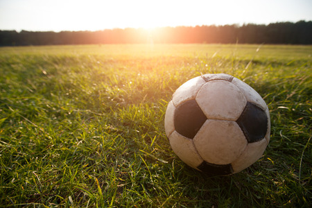 soccer football on green grassの写真素材