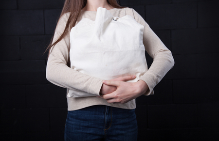 Woman holding clean shopping bagの写真素材