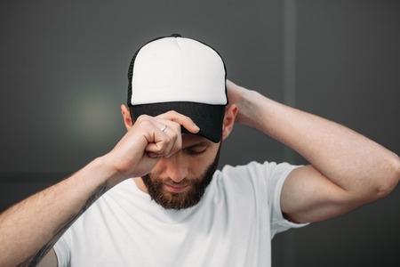 Baseball cap empty mock upの写真素材