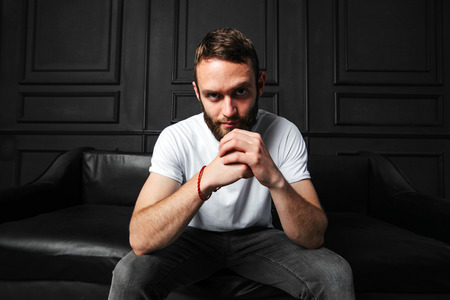 hipster man with a beardの写真素材