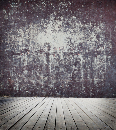 room interior with wooden floor and cement wallの写真素材