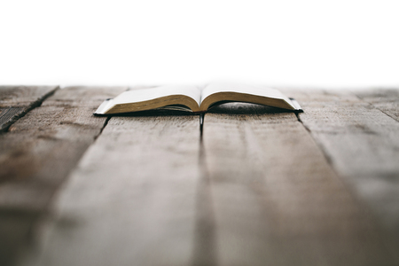 Bible on wooden tableの写真素材