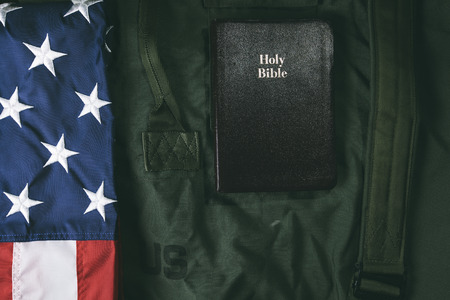 Flag of Te USA and a Holy Bibleの写真素材