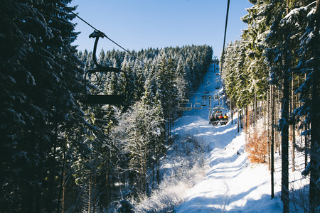 ski resort in the mountainsの写真素材