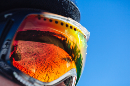 Mountain reflaction in the glassesの写真素材