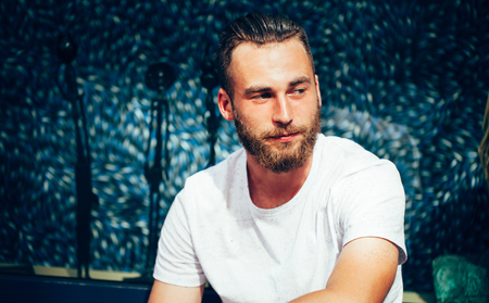 Portrait of a Hipster man with the beard close upの写真素材