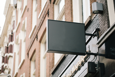 Empty restaurant billboard sign for your logoのeditorial素材