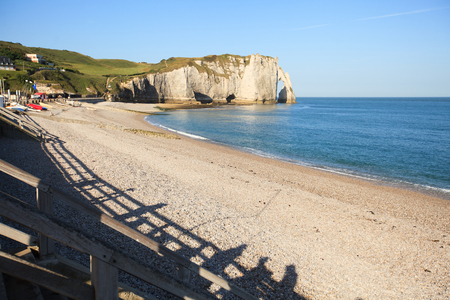 Etretat view of the beautiful coastline and alabaster cliffsの写真素材