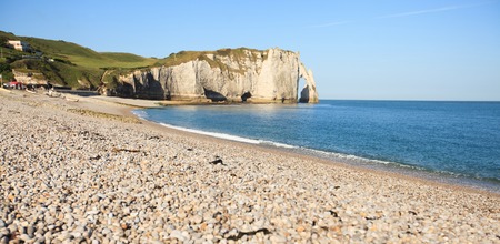 Etretat view of the beautiful coastline and alabaster cliffsの写真素材