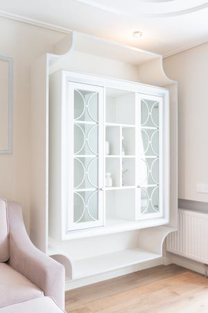 Closet for books in a living room of a houseの写真素材
