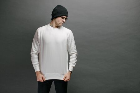 male, sweatshirt, pullover, background, mockup, clothes, sweater, design, blank, template, casual, white, print, fashion, front, empty, cotton, back, isolated, man, person, grey, mock, warm, jumper, up, apparel, mock-up, men, youngの写真素材