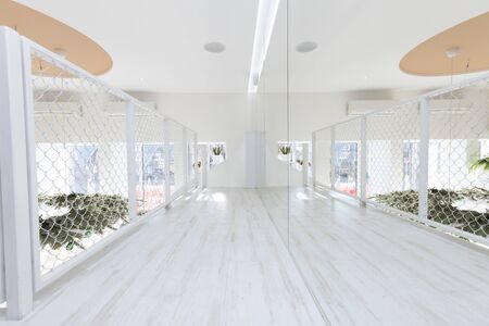 White room hallway interior with glassの写真素材