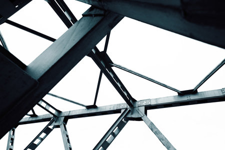 Abstract blue metal architecture backgroundの写真素材