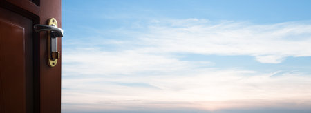 Open door to the sky. door to new opportunitiesの写真素材