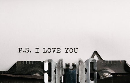 I love you written by a typewriterの写真素材
