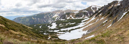 Pip Ivan peak mountain. Cloudy day in summer, Marmarosy ridge, Carpathian, Ukraineの写真素材