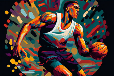 Basketball player abstract illustration. Generative AI illustrationの素材