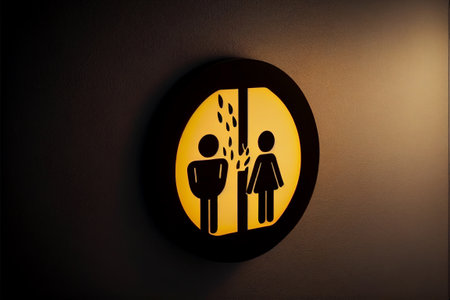 Toilet sign on a wall. Generative AI illustrationの素材