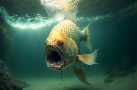 Close Up Photo of Koi Fish or carp. Generative AI illustrationの素材