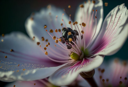 Cherry blossom or sakura macro image. Generative AI illustrationの素材
