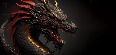 Dragon. Chinese new year dragon. Generative AI illustrationの素材