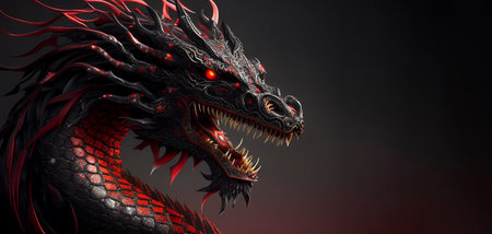 Dragon. Chinese new year dragon. Generative AI illustrationの素材