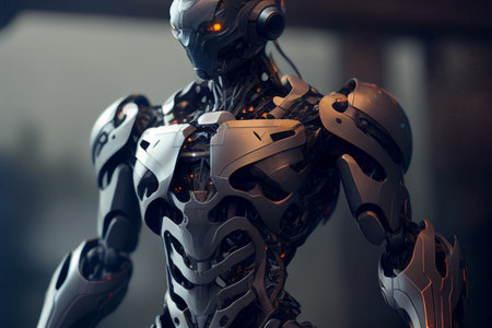 Humanoid robot or transformer. Generative AI illustrationの素材