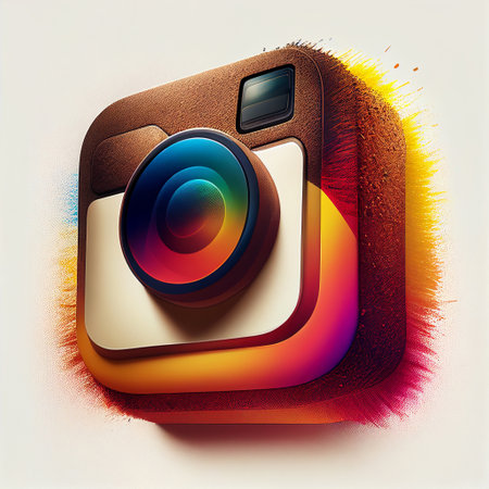 Camera logo with lens. Generative AI illustrationの素材