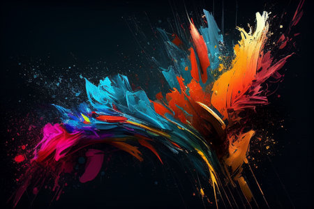 Colorful paint splashes or explosions. Generative AI illustrationの素材