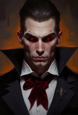 Dracula vampire portrait. Generative AI illustrationの素材