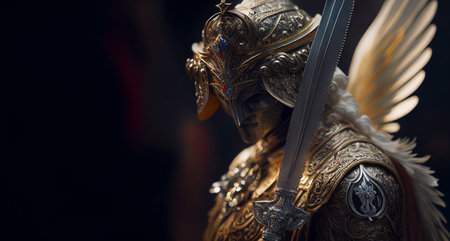 Angel with sword. Generative AI illustrationの素材