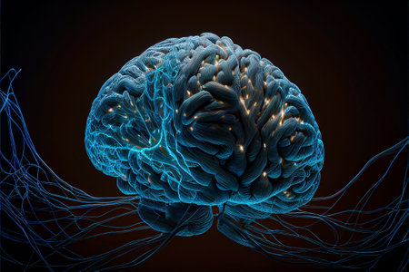 Brain being controlled by wires. Generative AI illustrationの素材