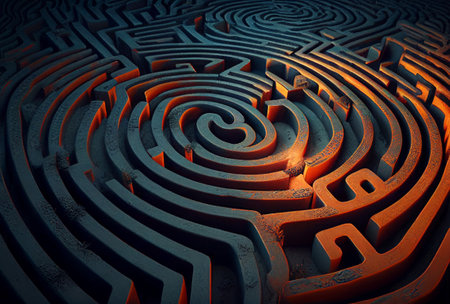 Retro maze as abstract background illustration. Generative AI illustrationの素材