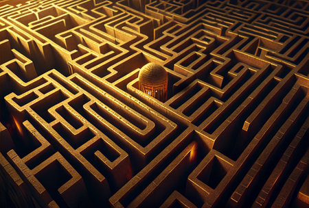 Retro maze as abstract background illustration. Generative AI illustrationの素材