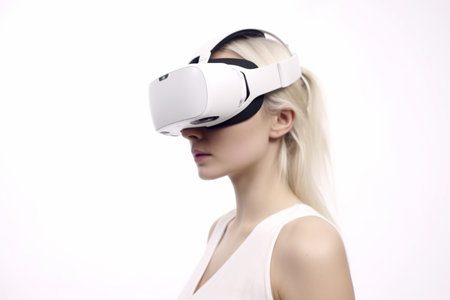 Woman wearing vr glasses.の素材