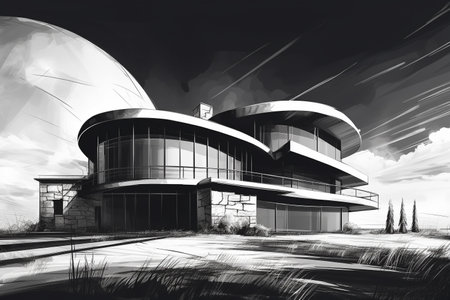 Private house sketch blueprint or plan. Generative AI illustrationの素材