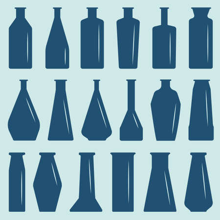 A set of bottles made of opaque material, different in shape and sizeのイラスト素材