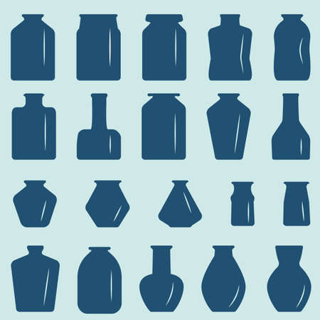 A set of cans made of opaque material, different in shape and sizeのイラスト素材