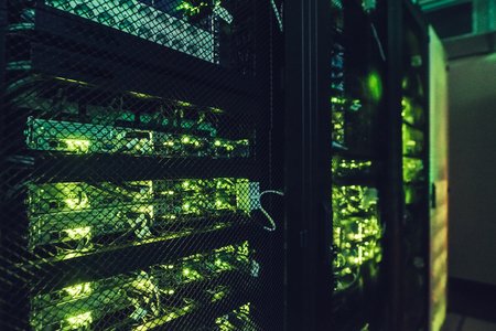 Fantastic view of the mainframe in the data center rows. Big data center full of rack servers. Data centre interface.の写真素材