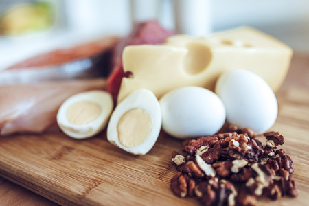 Healhy food concept. Sports nutrition full of protein.