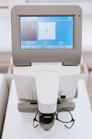 Modern ophthalmology clinic. Tools for checking the eye vision and eye health.の写真素材